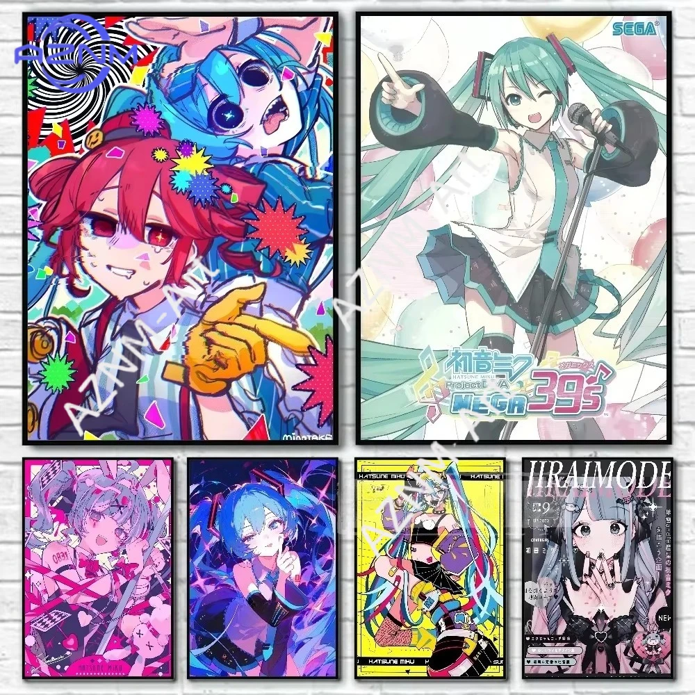 Virtueller Idol H-Hatsunes MikU Papierdruck Wohnzimmer Schlafzimmer Eingang Bar Café Kunstgemälde Dekoration