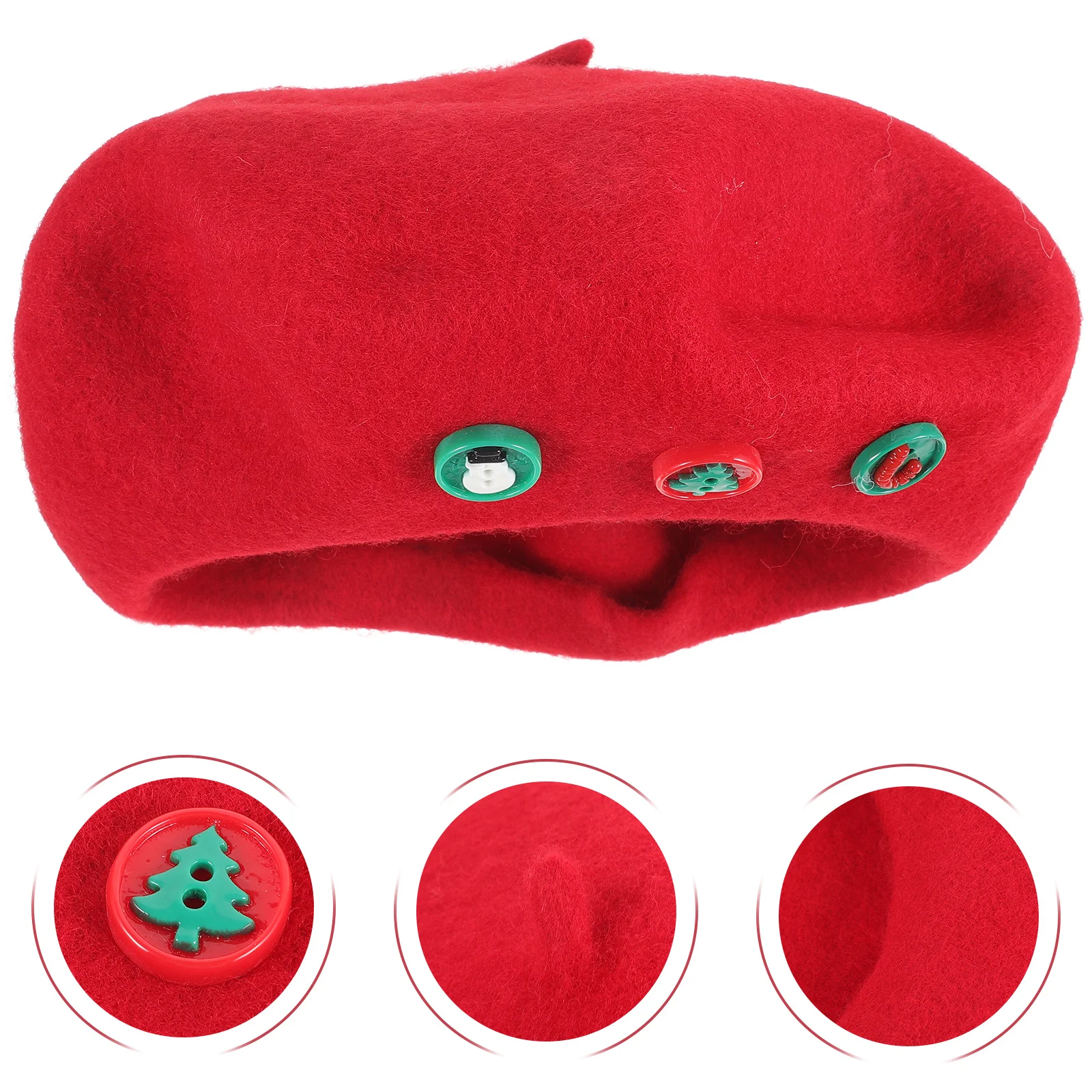 

Cute Warm Wool Beret Hat for Women Ladies Party Christmas Holiday Decorative Beret Red Soft Smooth Stylish