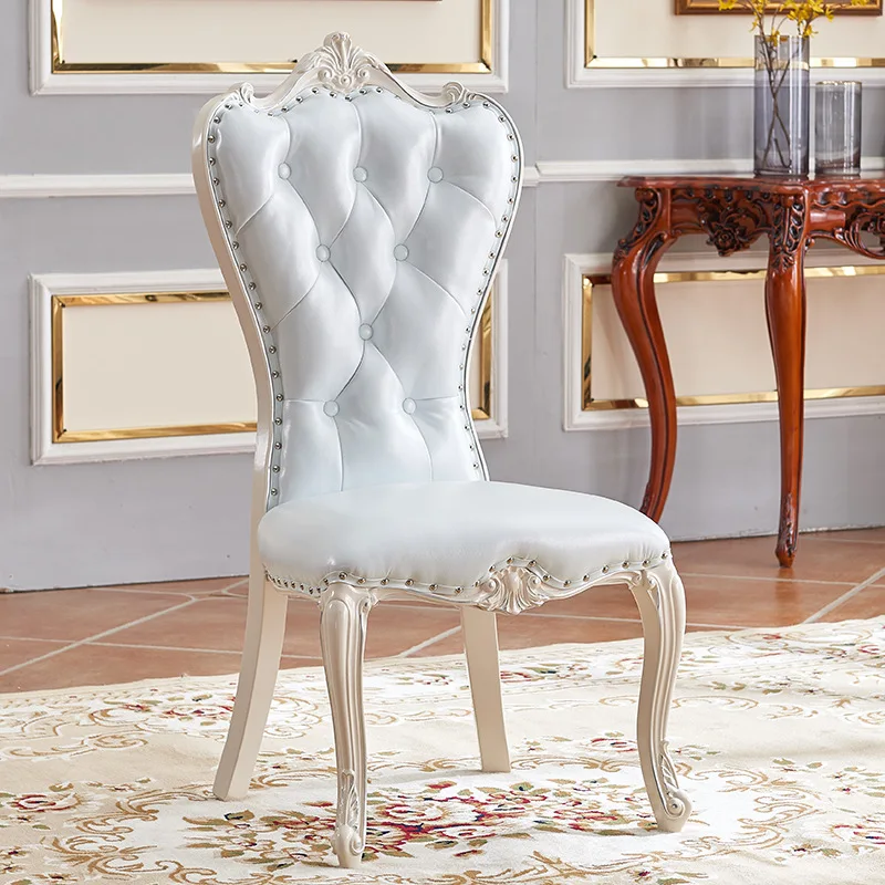 مسند ظهر سميك من الخشب الصلب الأوروبي على الطراز الفرنسي، كرسي فندق، كرسي مكتب حديث بسيط، كرسي طعام كرسي مستقر