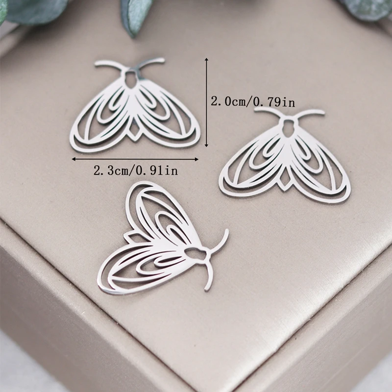 3pcs Insect Moth Stainless Steel Pendant Jewelry Butterfly Diy Charm Bracelet Making Gothic Charms For Jewelry Making Trinket