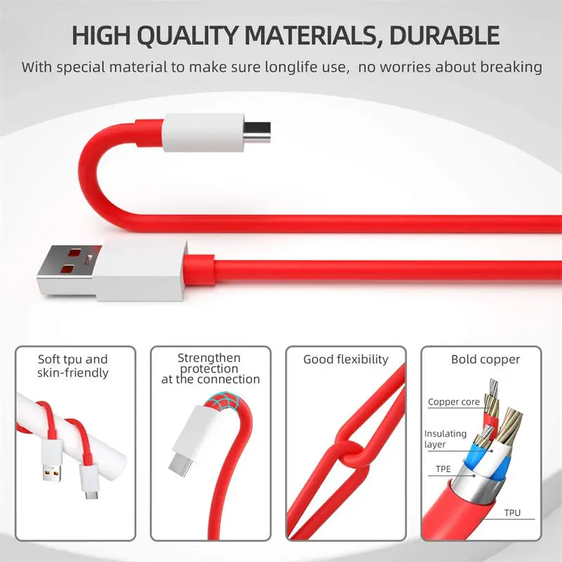 Für Oneplus Ace 3 2 12 11 10R 9RT 9 Pro Nord CE3 2 Original Warp Ladung USB Typ C Dash Supervooc Kabel 100 W 8A Schnelle Ladung Draht – Detail 14