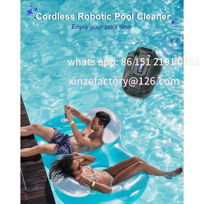 Robotyczny odkurzacz do basenów z możliwością personalizacji, akumulatorowy robotyczny czyścik do basenów naziemnych i gruntowych, do basenów płaskich, do basenów o powierzchni do 90 m².