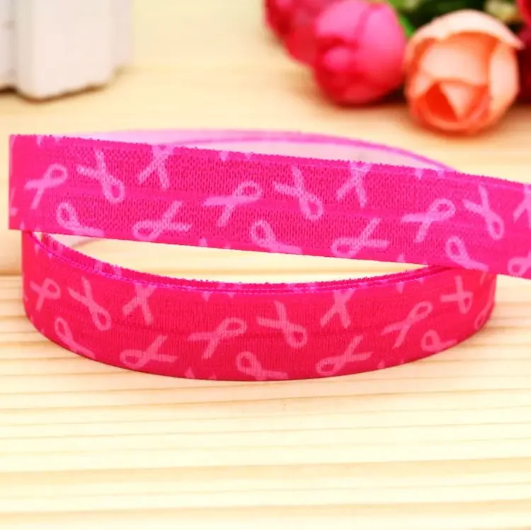 DHK 5/8'' 5yards Fold Elastic FOE aids tie printed headband headwear hairband diy decoration OEM Wholesale E198