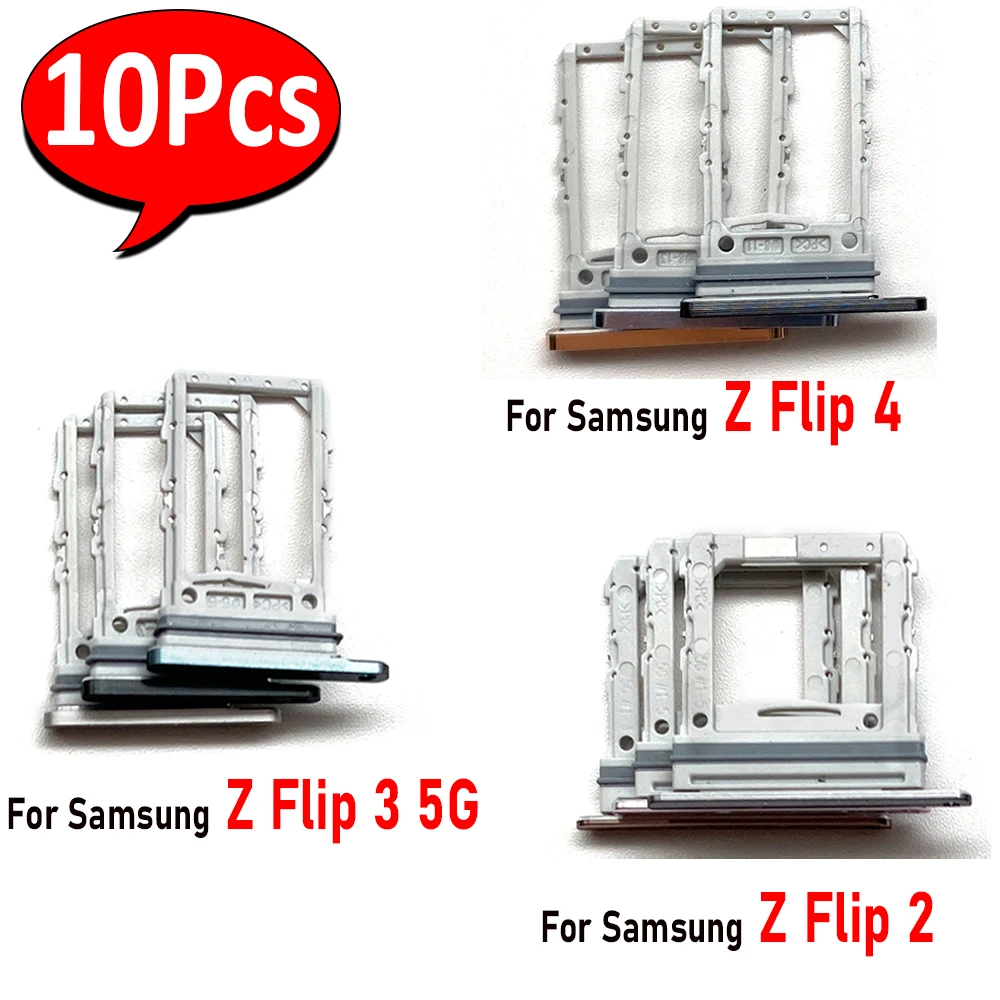 10Pcs，NEW Dual Card For Samsung Z Flip 2 3 5G 4 SIM Card Holder Tray chip slot drawer Holder Adapter Socket Accessories Parts