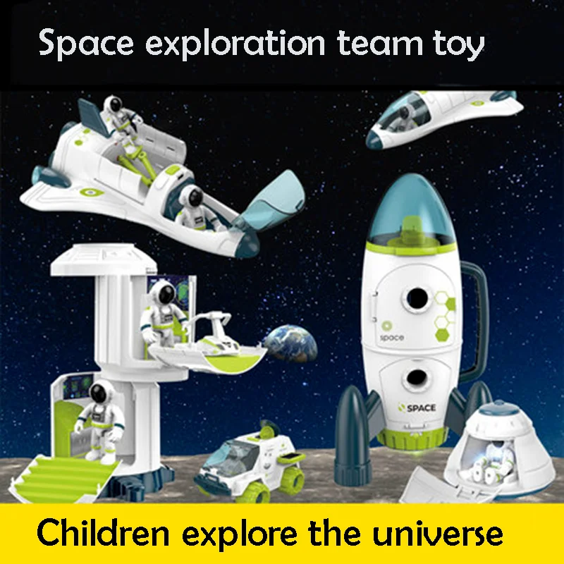 Acousto Optic Space Rocket Toy Astronaut Spaceship Toys Model Shuttle Space Station Rocket Aviation Series Toys Child Gift