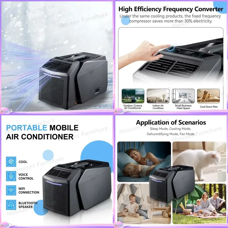 Portable 12V Mini Air Conditioner Inverter Cooling Heating Solar Battery Powered for Car Home Truck RV Camping 11899 BTU AC