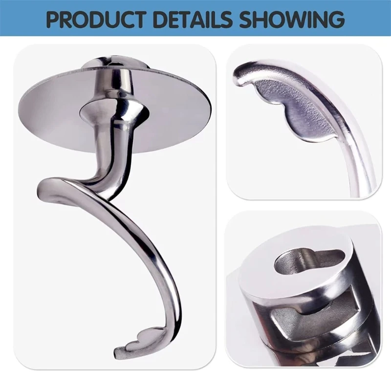 Suitablefor KitchenAid KSM90 KSM103 KSM110 Mixer Flour Head Mixer Dough Hook Stand Mixer Replacement Stainless Steel Material