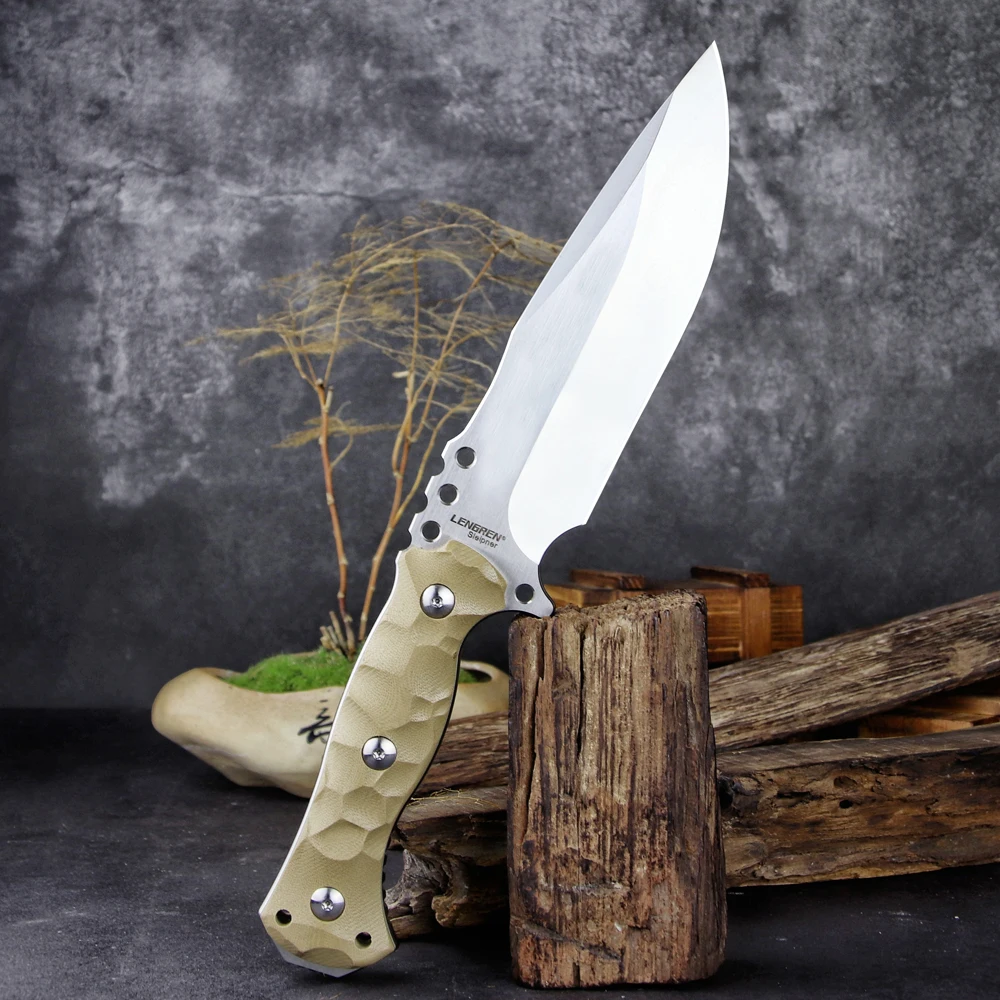 LENGREN【Chief】 12.6 Inches THK Full Tang Drop Tactical Fixed Blade Knife Sleipner Steel G10 Handle Kydex Sheath for Camping...