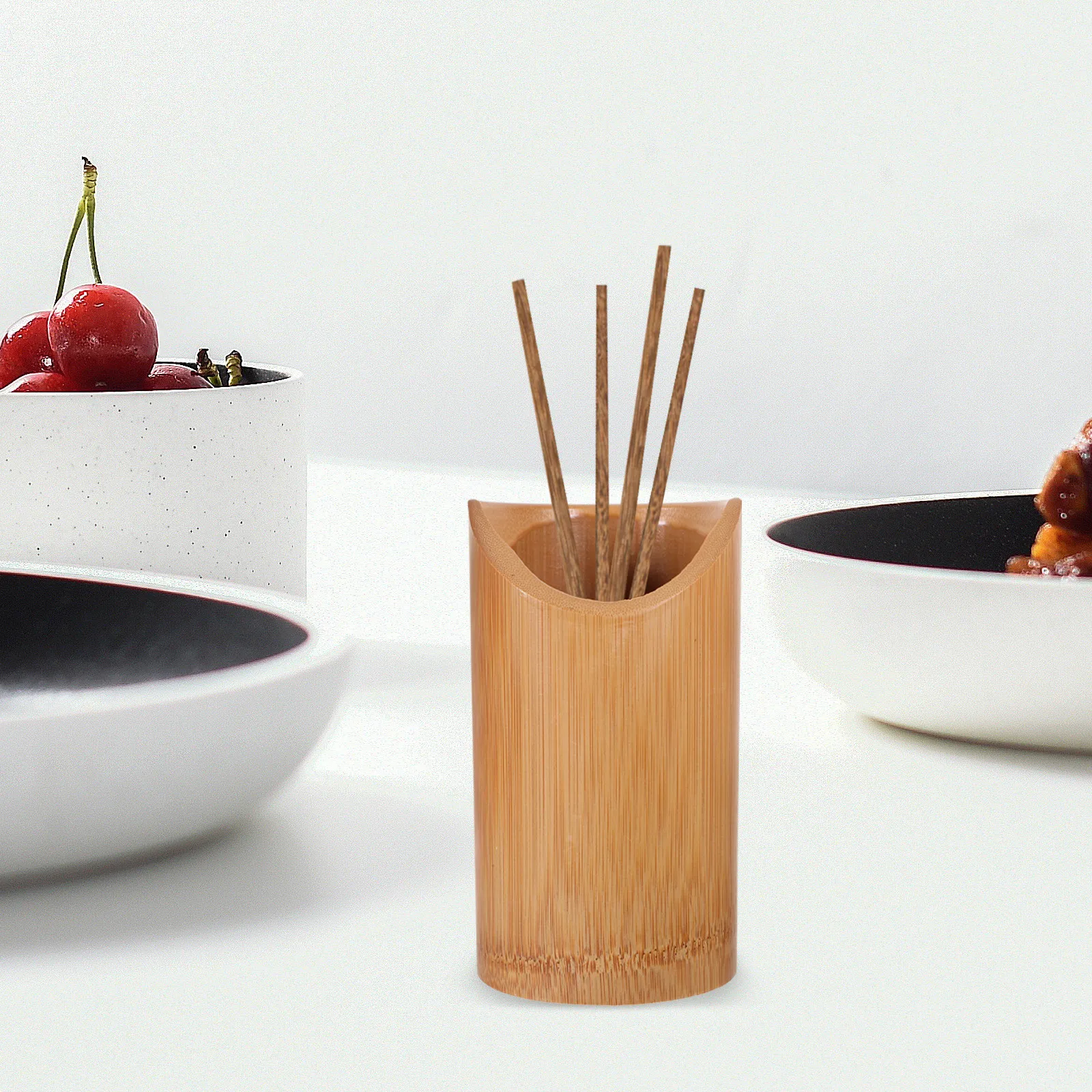 Utensil Holder for Kitchen Counter Bamboo Chopsticks Case Cutlery Draining Box Elegant Organizer