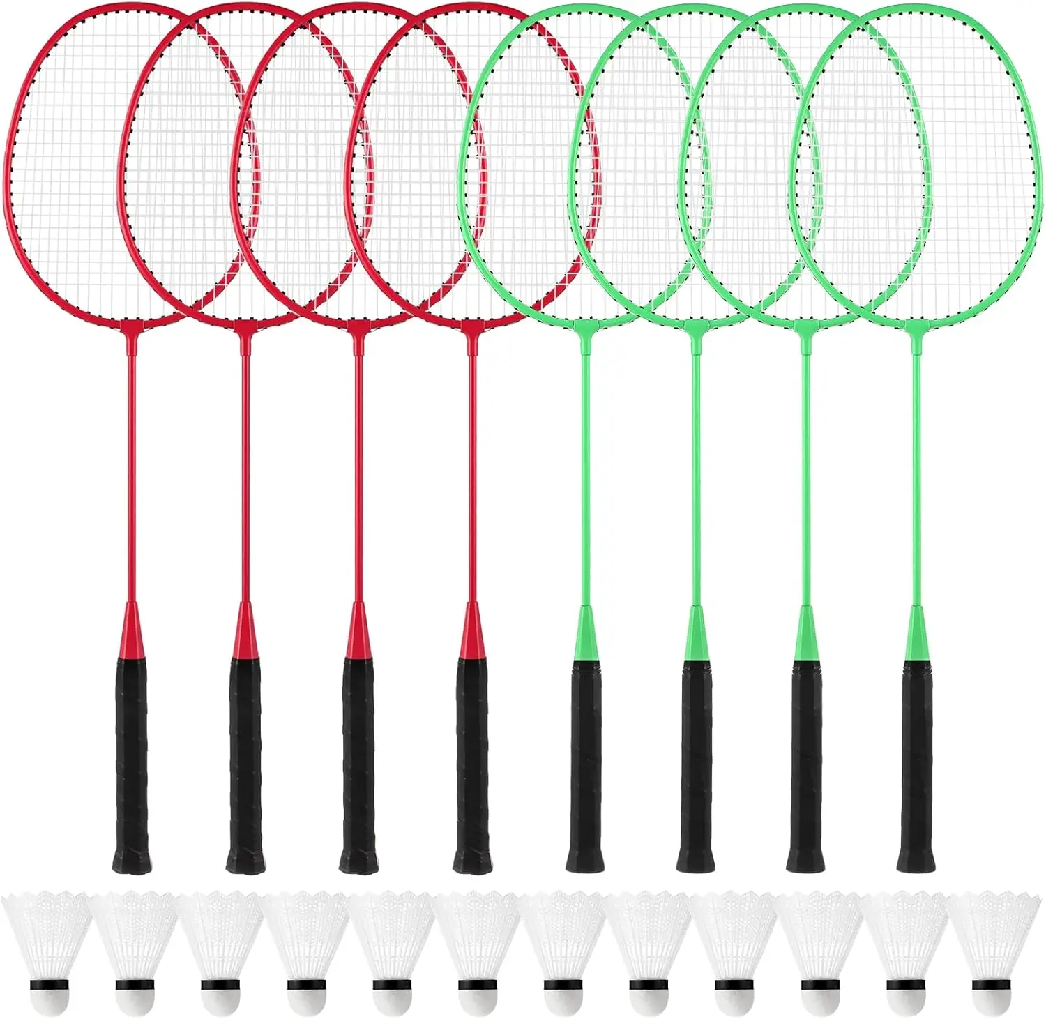 

8-Pack Badminton Racket Set with 12 Shuttlecocks for Adults - Outdoor Sports Equipment