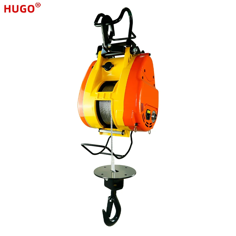 

HUGO Double Hole Electric Hoist 5 Ton Crane Lifting Machine 220V Portable Wire Rope Hoist For Home With Remote Control