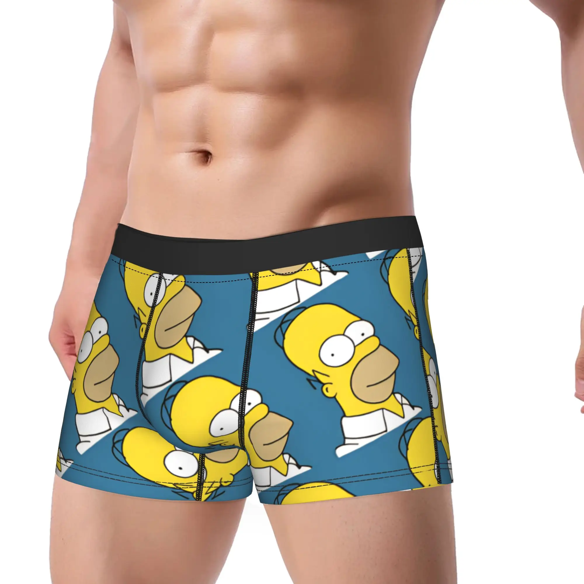 S-Simpsons Homer Face Pattern Underwear  Male Underpants Custom DIY Sexy Soft Trunk High Quality Boxer Brief Plus Size