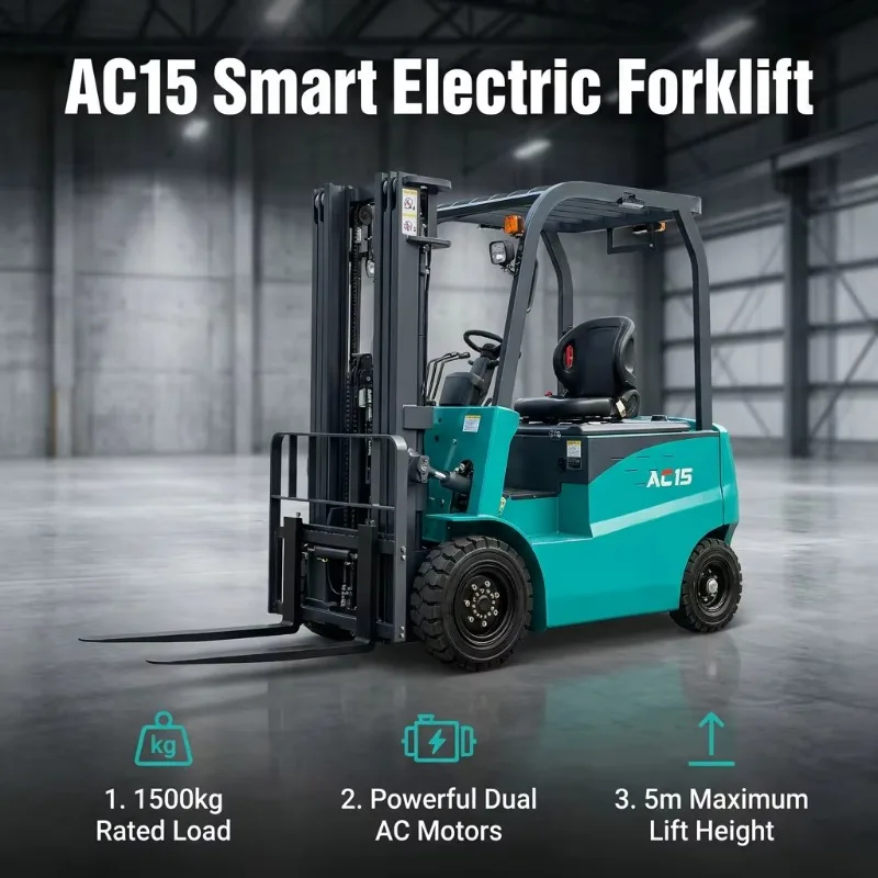 1.5 Ton Electric Forklift with National Standard 12H Type Door Frame and Solid Tires for Warehouse Material Handling Forklift