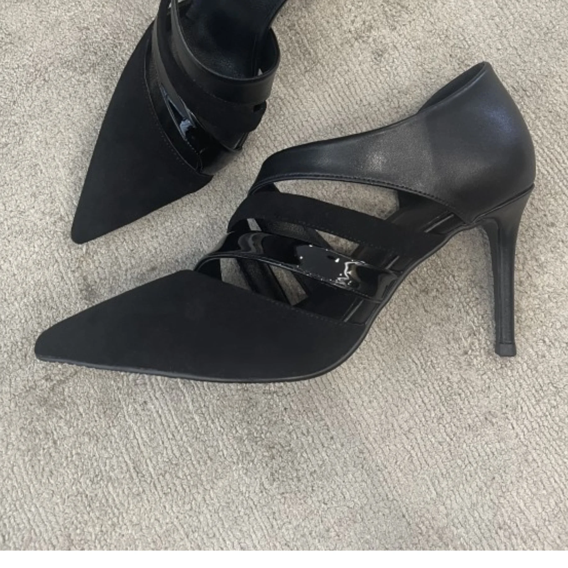 Pointy Toe Strappy Sandals Hollow Summer Sexy Stiletto Heels Black Leather Slip On Casual Dress Party Pumps Cool Girl Shoes 2024 image 2