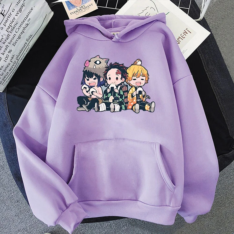 New Anime Hashibira Inosuke Kamado Tanjirou Agatsuma Zenitsu Cartoon Print Hoodie Fashion Women Men Casual Tops Pullover Hoodies