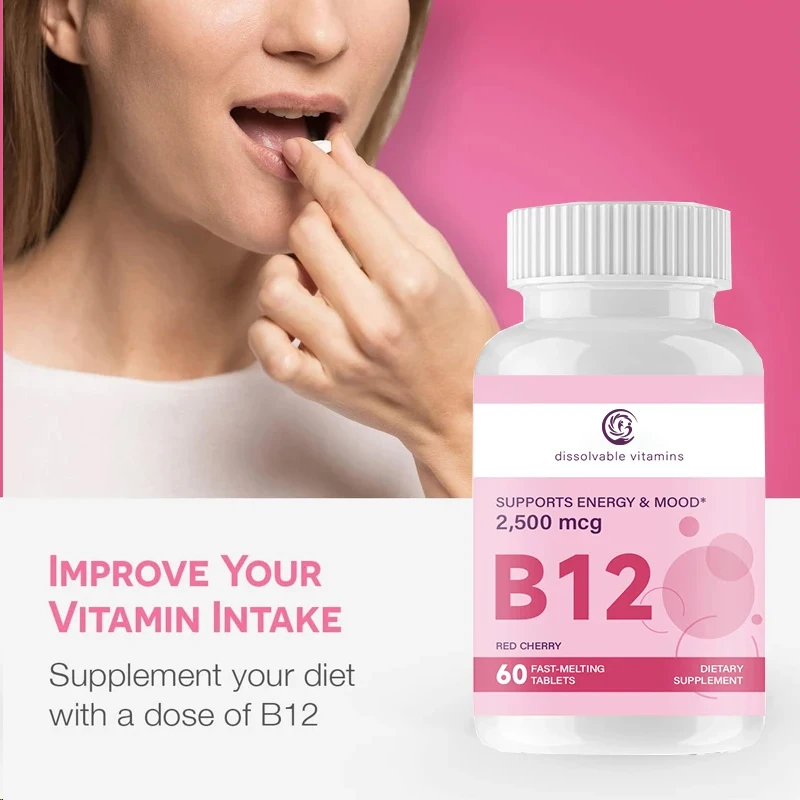 B12 Sublingual Vitamin 2,500 mcg, Methylcobalamin, Sugar-Free, 60 pills