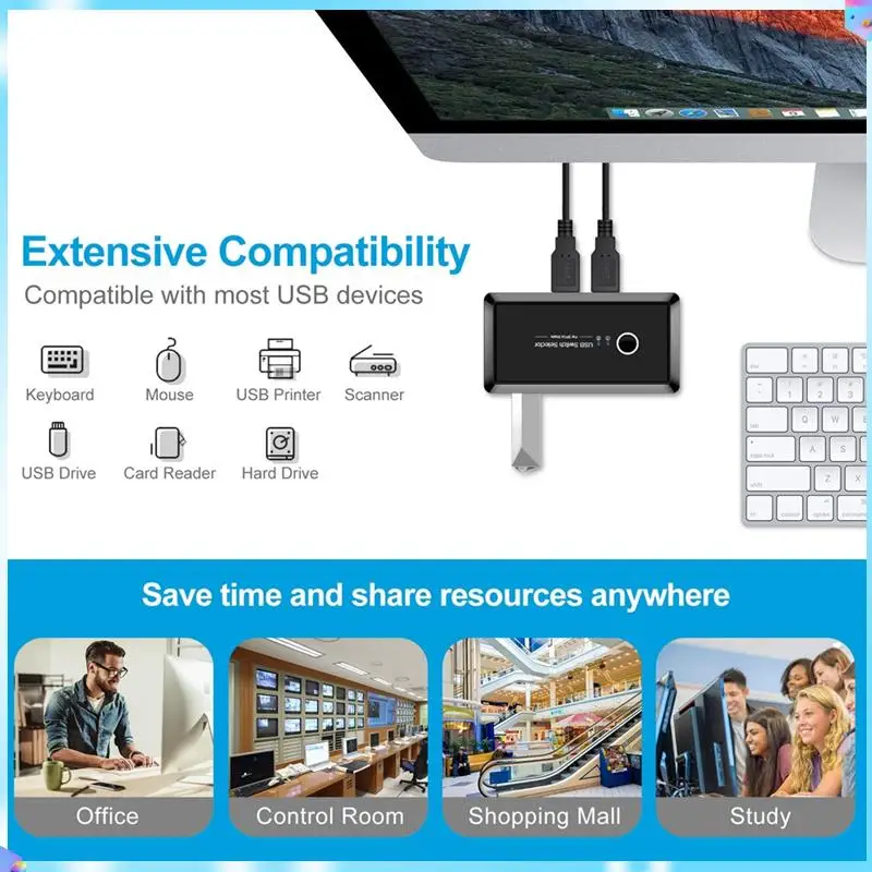 

N93R Computer Switcher Computer Share Printer USB3.0 Share 4 Out 2 In Switch Convenient Adapter, Easy To Use Durable