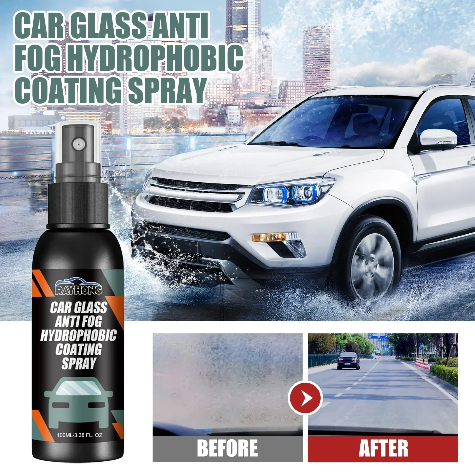 1/3PCS Portable Car Glass Anti-Fog And Rainproof Agent Windshield Spray Water Barrier Film Protection Car Protection Cleaner