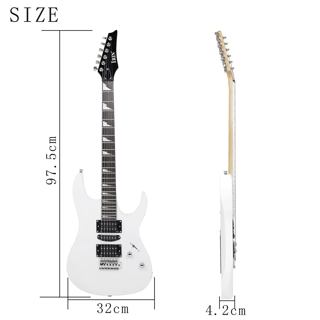 IRIN White 24 Frets Electric Guitar 6 Strings Maple Body Neck Guitarra with Bag  Amplifier Tuner Capo Pick Cleaning Cloth Parts