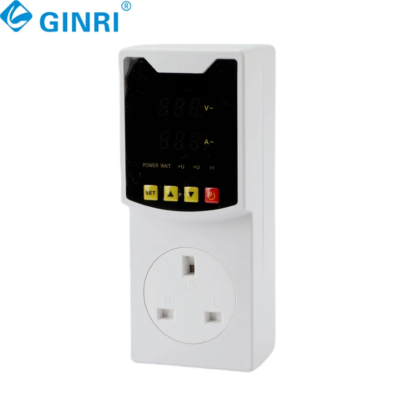 3個入り デジタル調整式 16A 自動電圧保護ソケット 単相AC 220V EU/UK/USプラグ付き