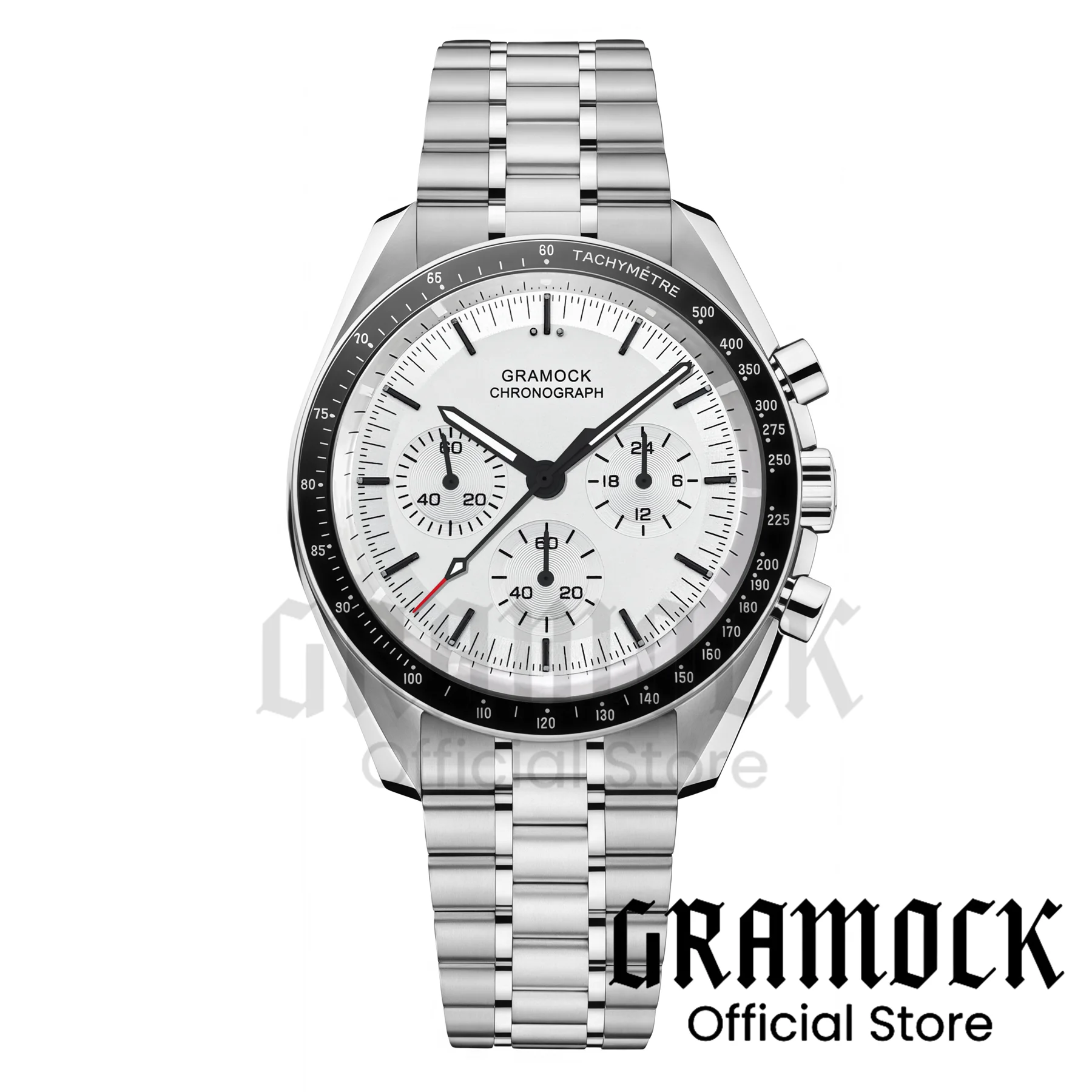 

Gramock 2026 New Men's Stainless Steel VK63 Watches Quartz Moon Watch Sport Speed Chronograph Domed Mineral Glass 50M Waterproof