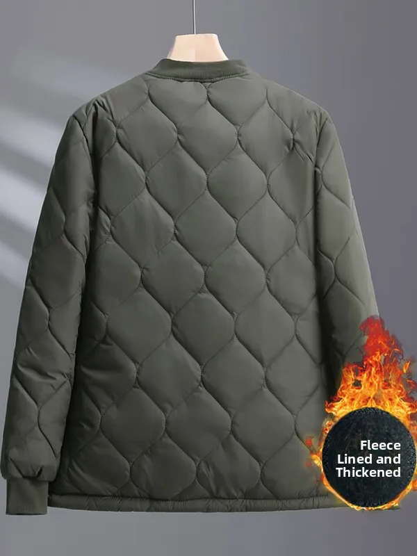 

Men's Winter Thiened down Cotton Jaet Warm Inner Fathers andfathers Cozy Polyester Fiber Busin Gentleman Sle