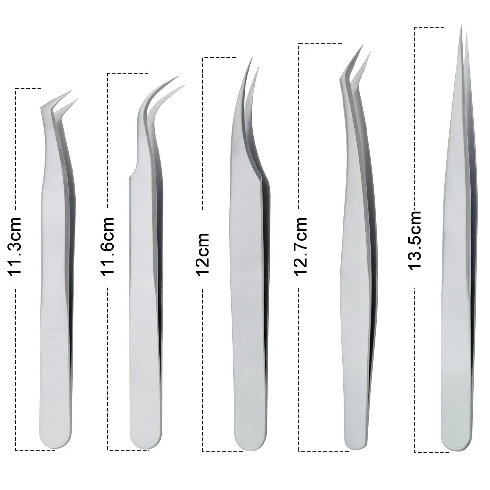 Matgrijs Antistatisch Recht Wimperverlengingspincet Wenkbrauwpincet Make-uphulpmiddelen Industriële precisie Gebogen recht