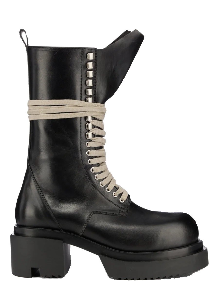 

Black& Street High-TOP Thick Sole Catwalk Knight High Boots Real Leather Handmade Botas