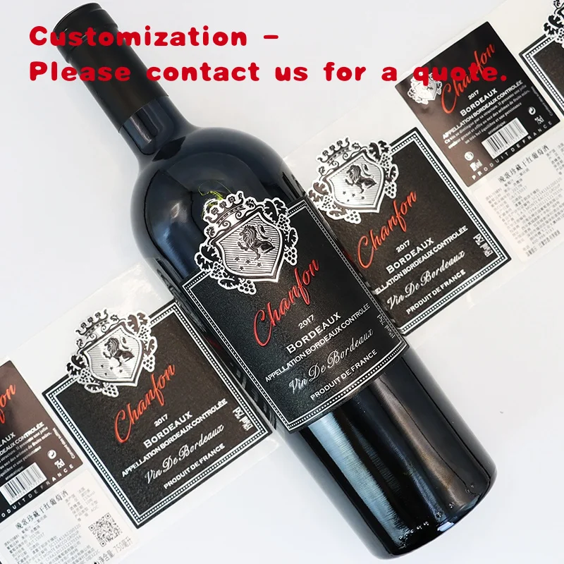 custom.Adhesive Wine Metal Label Sticker Embossed High Quality Effect 3D Adhesive Waterproof Labels Sticker Wine Bottle