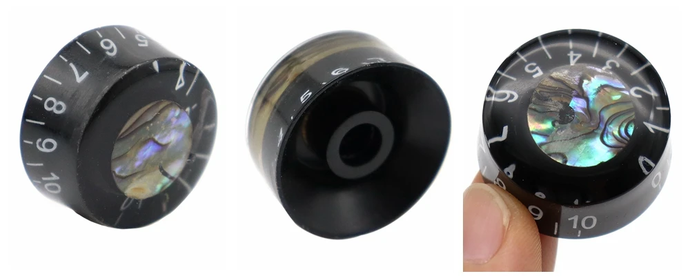 4 Stück Abalone Circle E-Gitarre Top Hat Knöpfe Speed Volume Tone Control Knöpfe für LP Style E-Gitarre Teile Ersatz – Detail 4