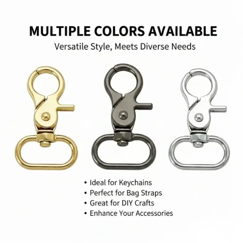 5pcs Swivel Lobster Leather Bag Handbag Purse Shoulder Strap Belt Clasp Clip Trigger Buckle Key Ring Snap Hook Zinc Alloy