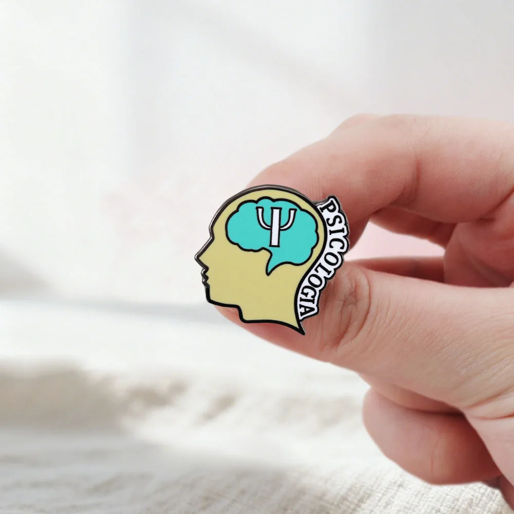 Psychologie-Gehirn-Emaille-Pin, Psi-Symbol-Brosche, Geschenk für Psychologie-Studenten zum Abschluss, Abzeichen für das Bewusstsein für Psychische Gesundheit – Detail 4