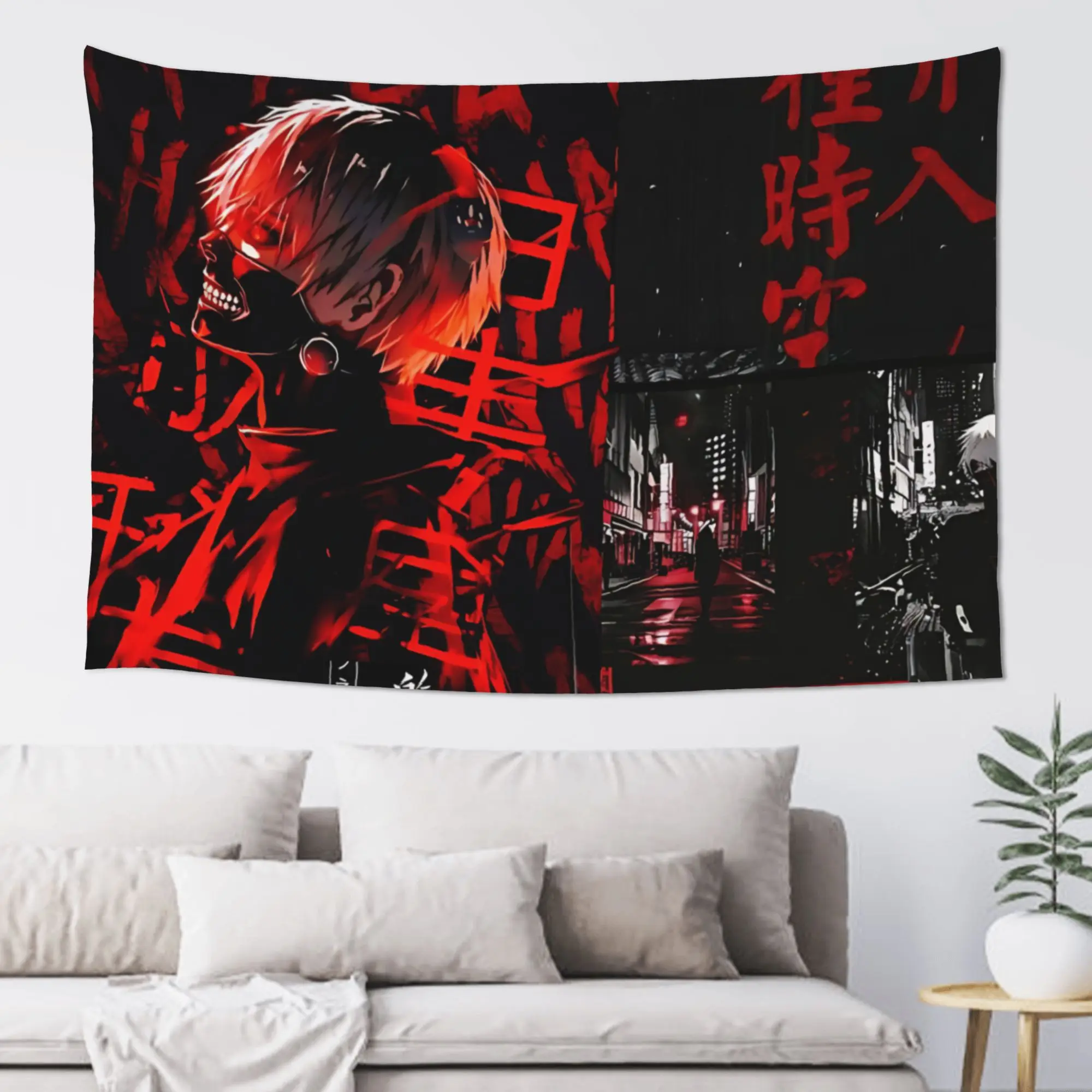 Customized Halloween Tokyo Ghoul Kaneki Cutecore Tapestry  Wall Hanging Blanket Tapestry Home Decor Items Wall Decorations