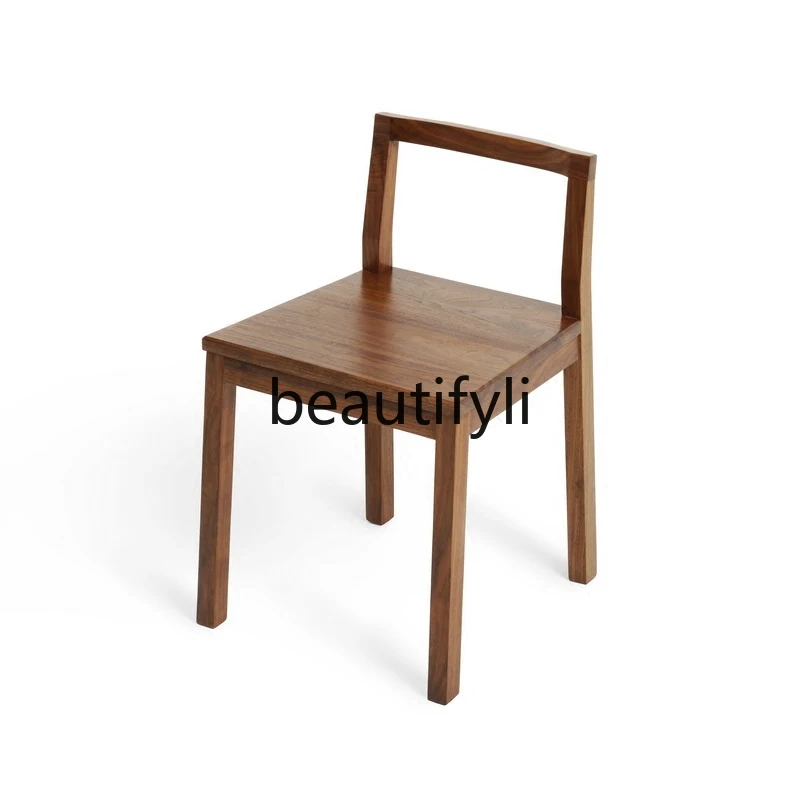 

No folding chair, simple red oak black walnut solid wood dining chair single chair dining room study