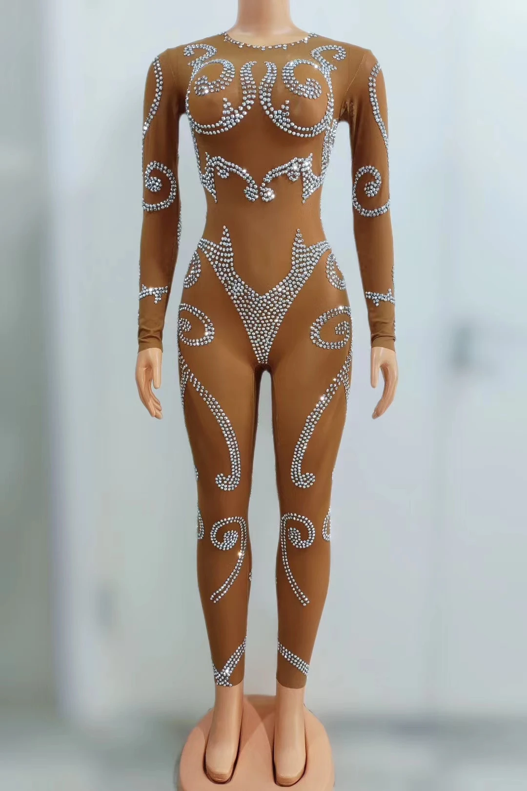 Combinaison Sexy Strass pour Femme, Tenue de Scène, Costume de brev, Discothèque, Bal de Promo, Spectacle sur Scène, ixd'Anniversaire