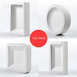 Creative Circular and Rectangle Gypsum Pottery Mold Moulds, Moulding by Stamping for Ceramic Clay Texture Tools, Tools Supplies