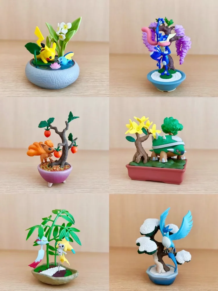 En Stock, Re-Ment, Pokemon auténtico que pasa a través de las estrellas en una noche iluminada en la luna, escena en miniatura, colección de modelo de acción, caja ciega
