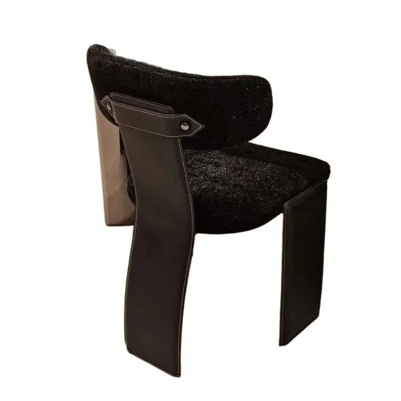 Italian minimalist fabric dining chair light luxury designer home saddle leather soft bag fashion high