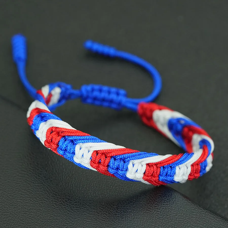 Kreatives handgefertigtes gewebtes Seil-Nationalarmband, Unisex, mehrfarbig, verstellbar, Wunscharmband, Party, Festival, perfekte Geschenke, Schmuck