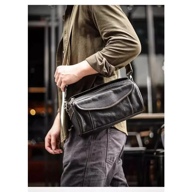 Original New Style Gentleman Shoulder Bag Crossbody Bag Male Sense of Design Minority Fallow Individuality Light Luxury