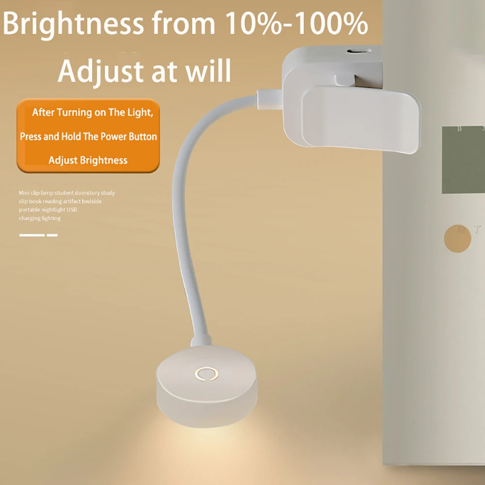 Tragbare LED-Buchlichter, verstellbarer Augenschutz, Nachtlicht, Mini 360° ° Clip-On Schreibtisch-Leselampe mit Batterie für Reisen und Schlafzimmer