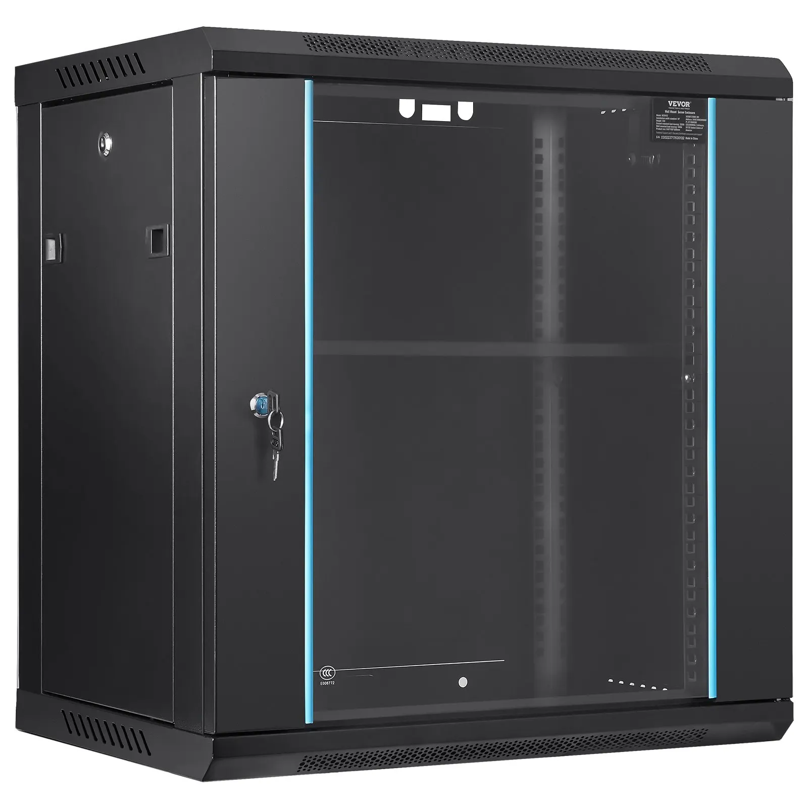 12U Wall Mount Network Server Cabinet, 15.5 Deep, Server Rack Cabinet Enclosure, 200 Lbs Max. Ground-mounted Load Capacity,