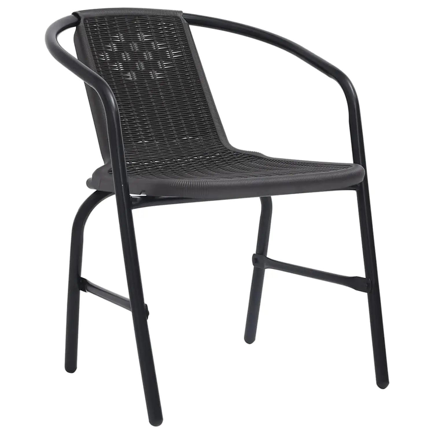 Stackable Black Rattan Patio Chair Set of 2, Steel Frame Outdoor Balcony Backyard Garden Furniture, Customized