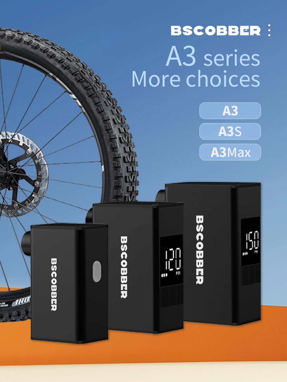 BSCOBBER Cooles Fahrradzubehör Kleine Mini Tragbare Pumpe für Fahrräder Kabelloser Luftkompressor Presta-Schrader-Ventil mit Anzeige – Detail 11
