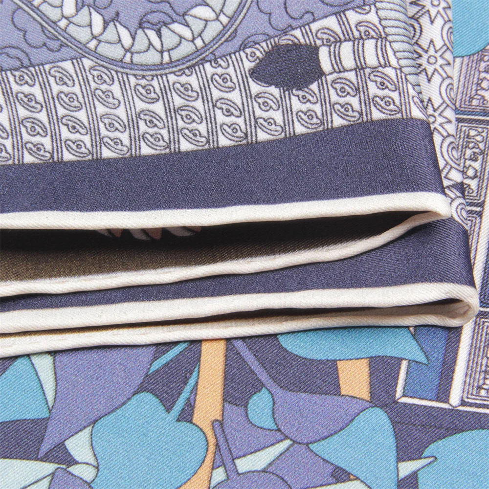 2025 جديد الأوشحة الحريرية مزدوجة مطبوعة حك وشاح حريري النساء شالات فاخرة تصميم الحجاب موضة ساحة كرة لولبية وشاح منديل #6