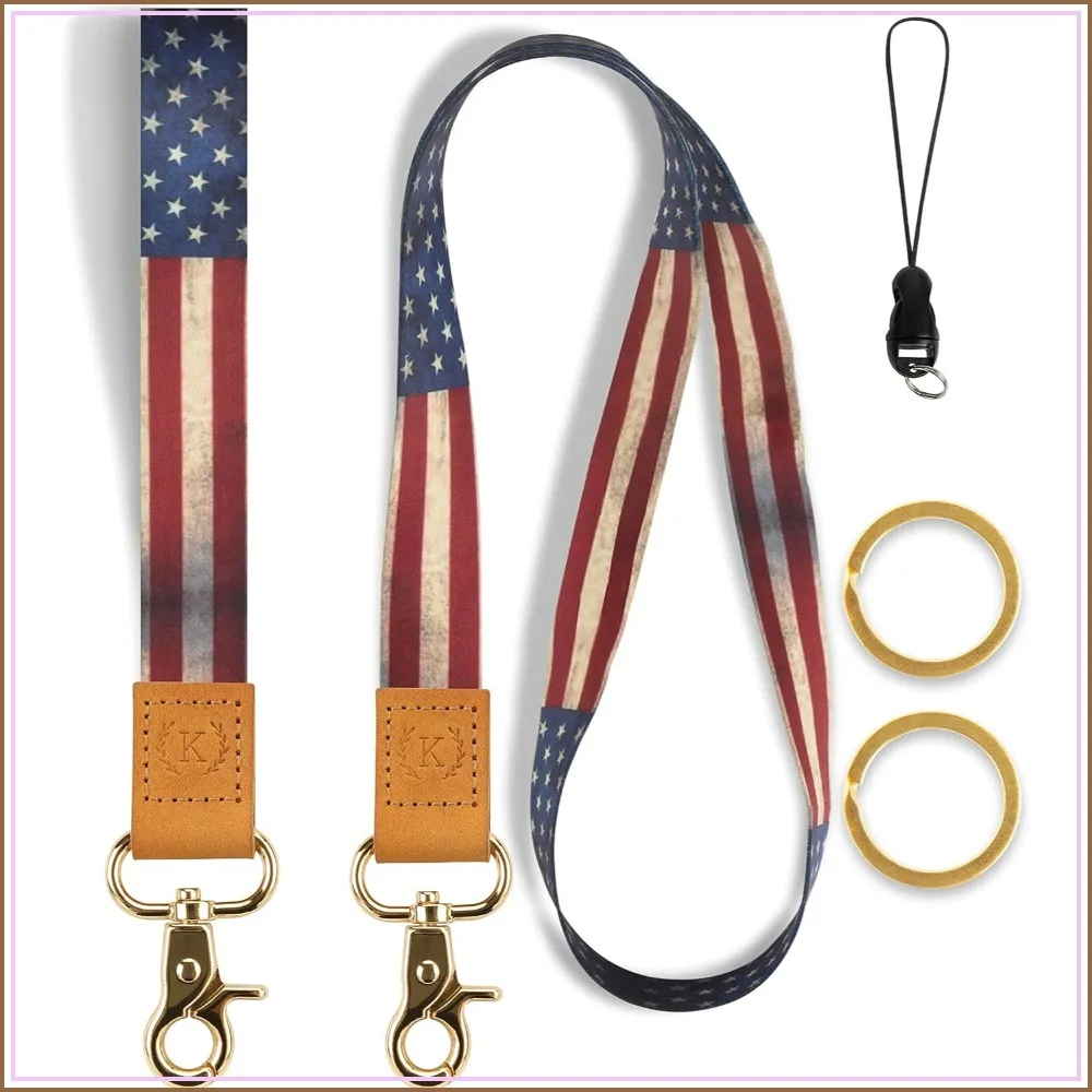 

2-Pack Lanyard Set: Neck & Wrist Keychain for ID Badge, Keys, Wallet, Gifts