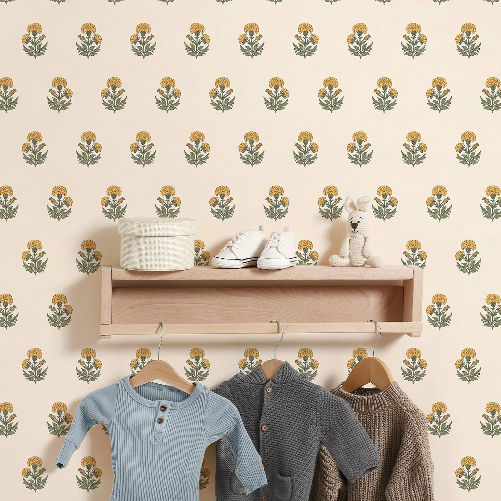 

Marigold Flower Wallpaper Peel and Stick,Sunshine Floral Decorative Wall Decals For Room Decoration,Or Tradition Non-woven Paper