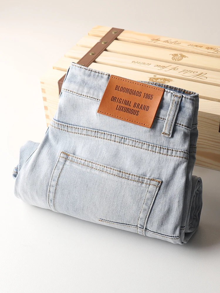 

Slim Fit Lightweight Summer Faionable Men's Jeans Straight Leg Loose Long Trousers Modern Sle Casual Cotton Blend