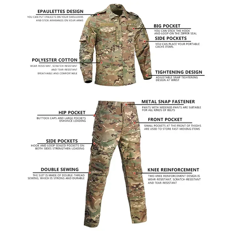 Conjuntos militares de caza del ejército, nueva ropa, uniforme de soldado Militar, traje Unisex de camuflaje, combate Airsoft, táctico para hombre