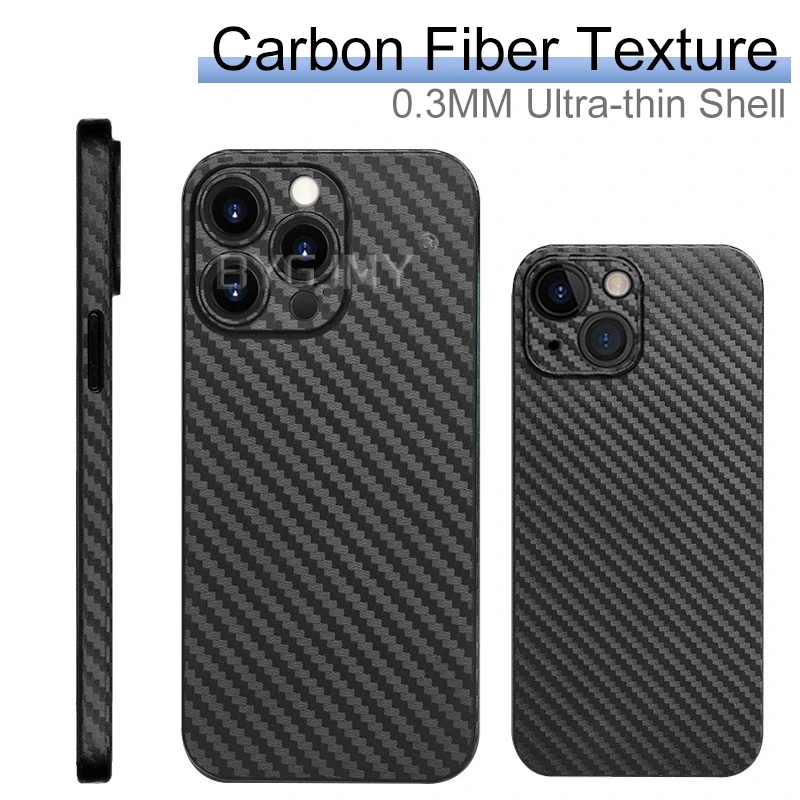 Carbon Fiber Pattern Case For iPhone 15 Pro Max Cover 0.3mm Matte Soft Back Case for Apple iPhone 15 Plus Ultra Thin PP Fundas